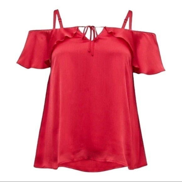 torrid Tops - TORRID FUCHSIA PINK TEXTURED CHIFFON COLD SHOULDER TOP